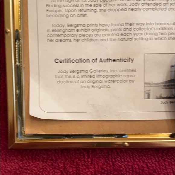 Jody Bergsma Framed Lithograph Signed 1990 - Picture 5 of 5